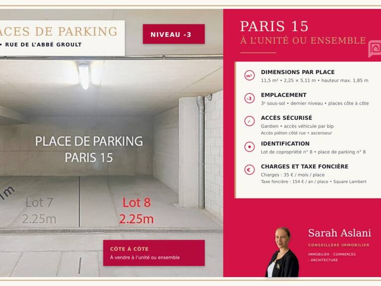 Place de parking - Lot 8 - Rue de l'Abbée Groult -  75015 Paris 15 — photo 1