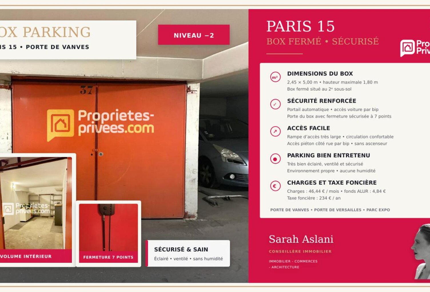75015 PARIS - Parking / box / stockage 12 m2 -  Boulevard Lefebvre - Saint-Lambert - Parc d'expo Porte de Versailles — photo 1