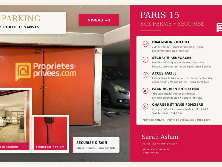 75015 PARIS - Parking / box / stockage 12 m2 -  Boulevard Lefebvre - Saint-Lambert - Parc d'expo Porte de Versailles — photo 1