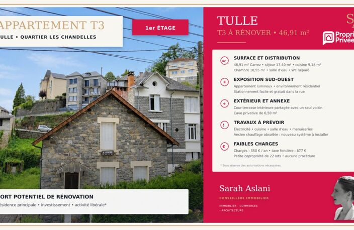 19000 TULLE - APPARTEMENT T3 AVEC TRAVAUX - 46,91 m² — photo 2