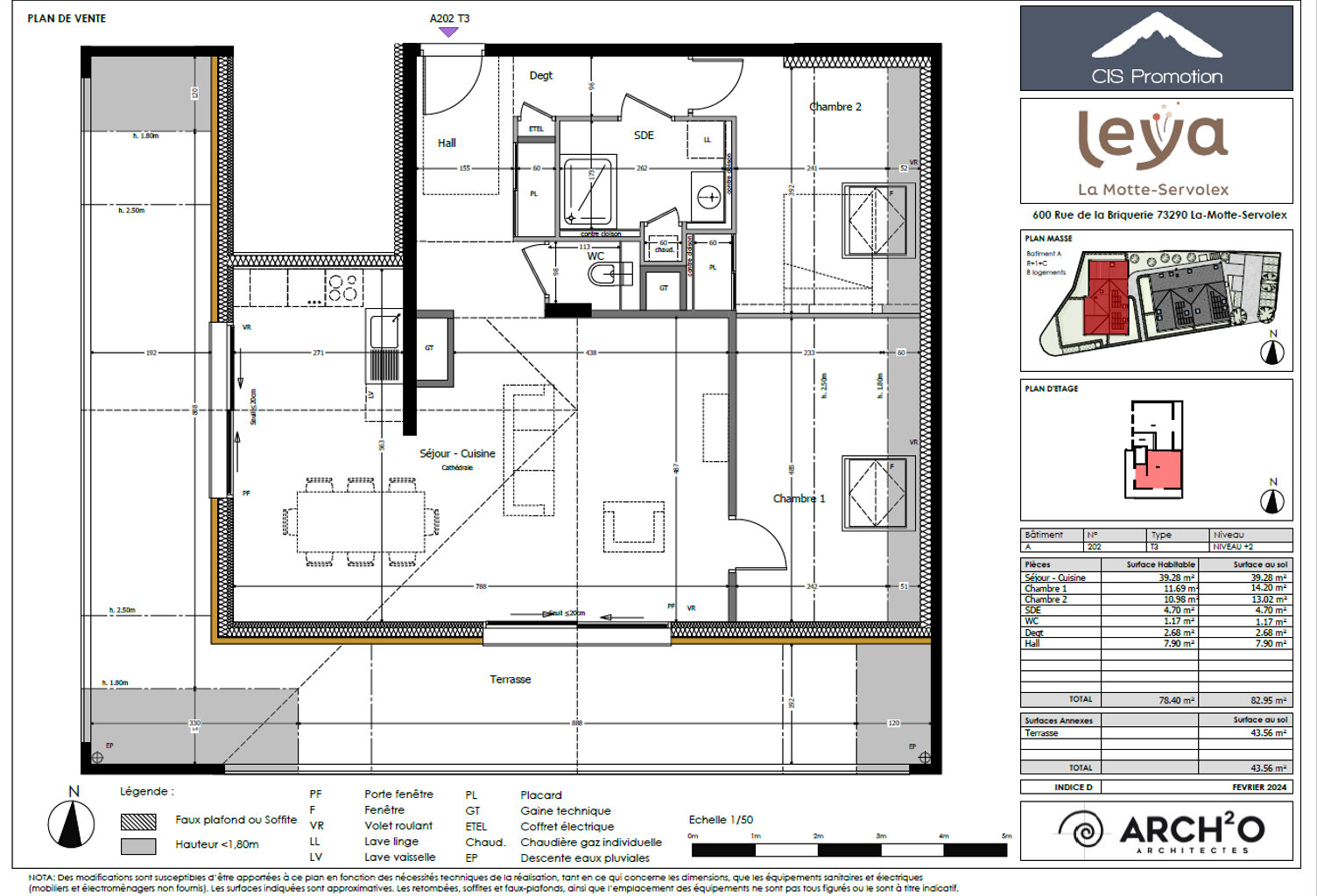 Centre La Motte Servolex 3 pièces Neuf 78.4 m2 en dernier étage, terrasse 44m² — photo 1