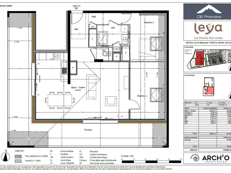 Centre La Motte Servolex 3 pièces Neuf 78.4 m2 en dernier étage, terrasse 44m² — photo 1