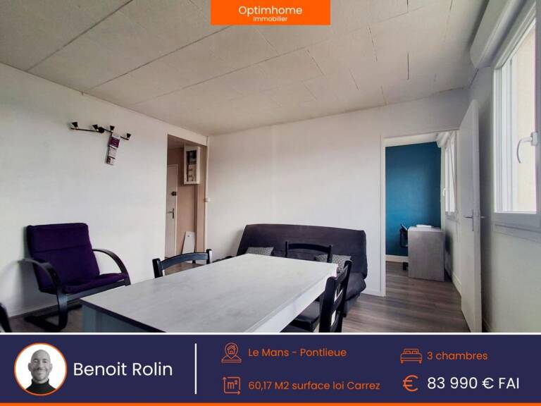 Appartement T4 avec 3 chambres à vendre au Mans – Quartier Pontlieue — photo 1