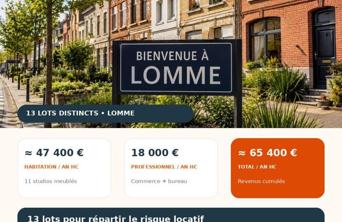 Immeuble de rapport, à Lomme, 11 studios, 1 bureau et local commercial — photo 5
