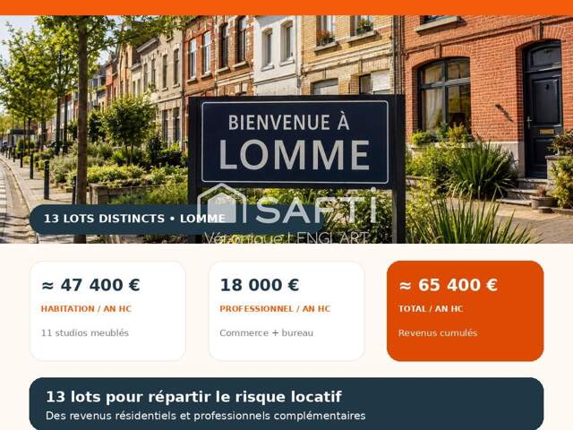 Immeuble de rapport, à Lomme, 11 studios, 1 bureau et local commercial — photo du bien