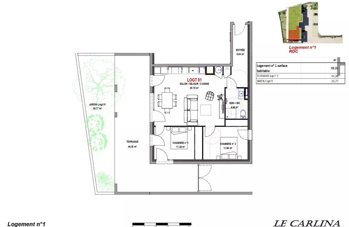 Appartement T3 RDC 75m²  - MORESTEL — photo 2