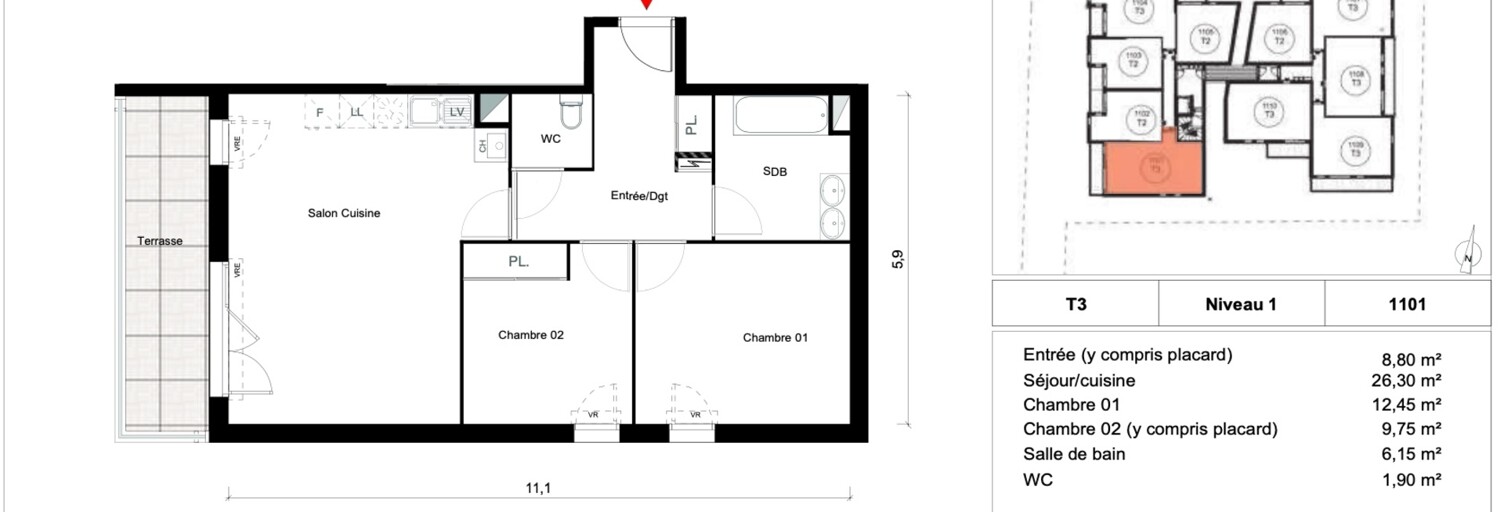 Appartement 3 Pièces 65 m² à louer à Montpellier (34000)
