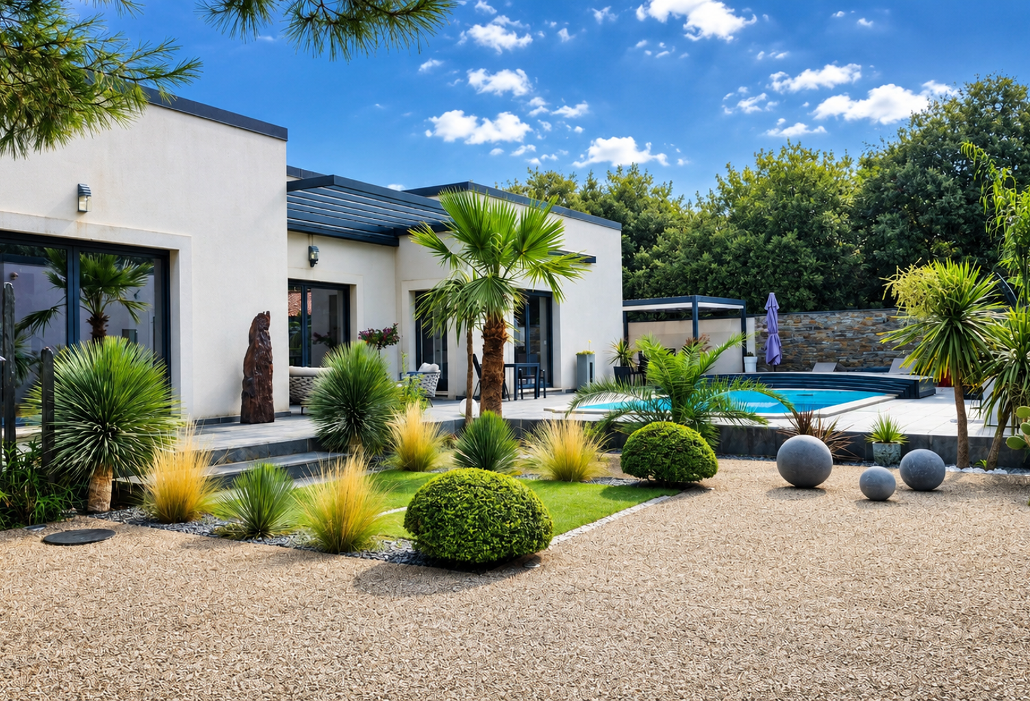 AU CALME, VILLA CONTEMPORAINE DE PLAIN PIED SUR 1003M2 AVEC PISCINE - PRESTATION HAUT DE GAMME — photo 1