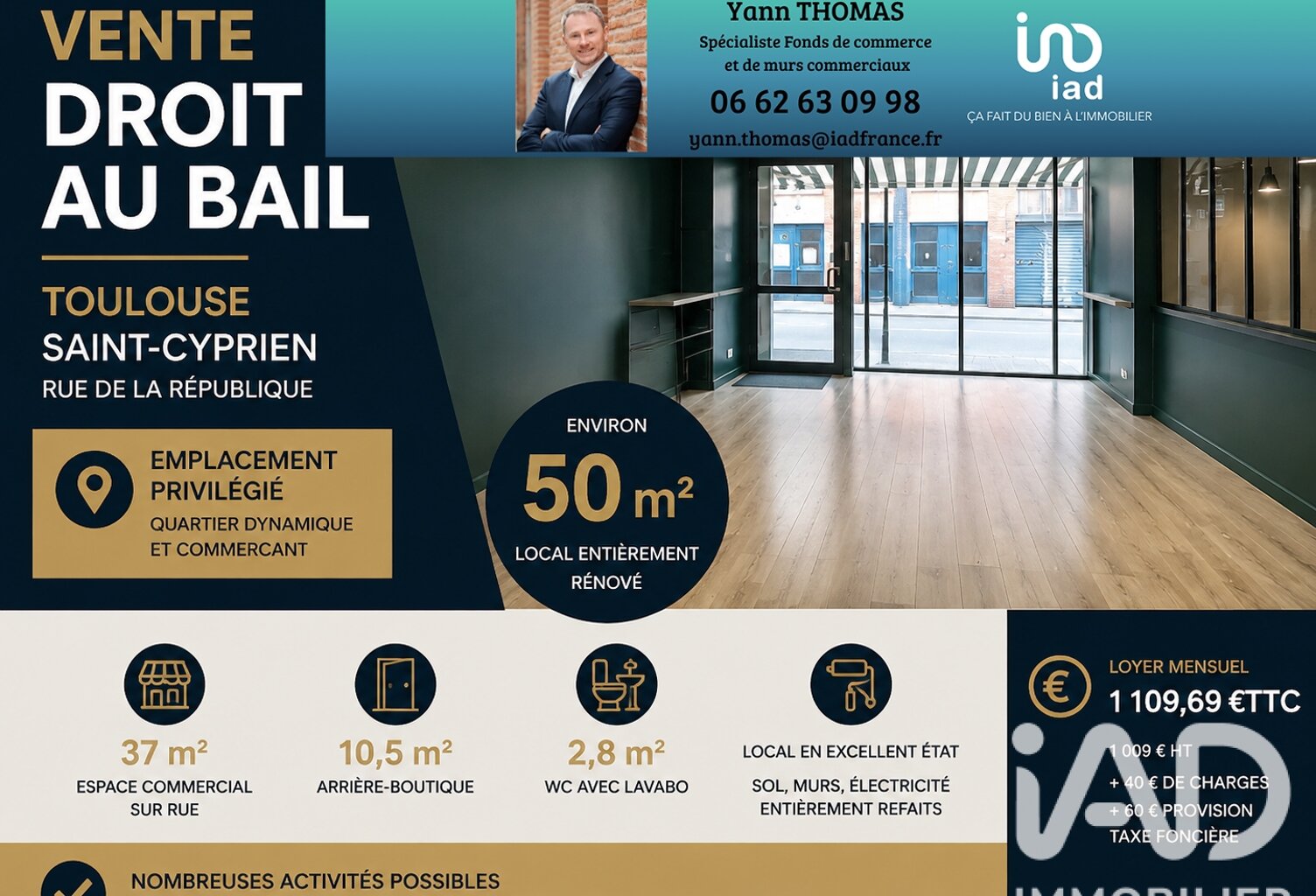 Vente Local commercial 50 m&sup2; — photo 1