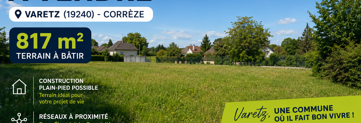 Terrain  817 m² à vendre à Varetz (19240)