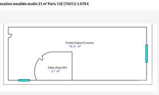 Appartement 1 Pièce 21 m² à louer à Paris 11 (75011)