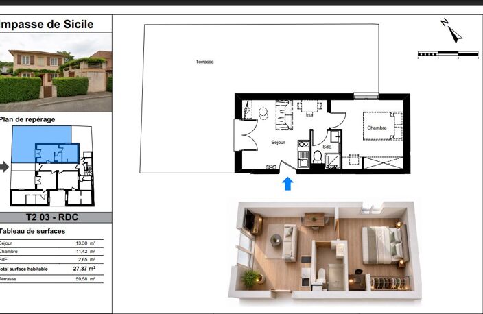 TOULOUSE - RANGUEIL - APPARTEMENT T2 28 M² A AMENAGER AVEC TERRASSE 80 M² — photo 3