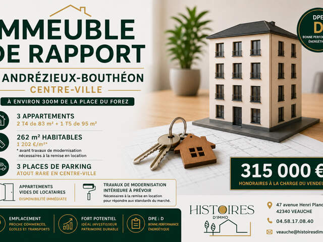 Immeuble de rapport - 3 appartements - 262 m² - Andrézieux centre — photo du bien
