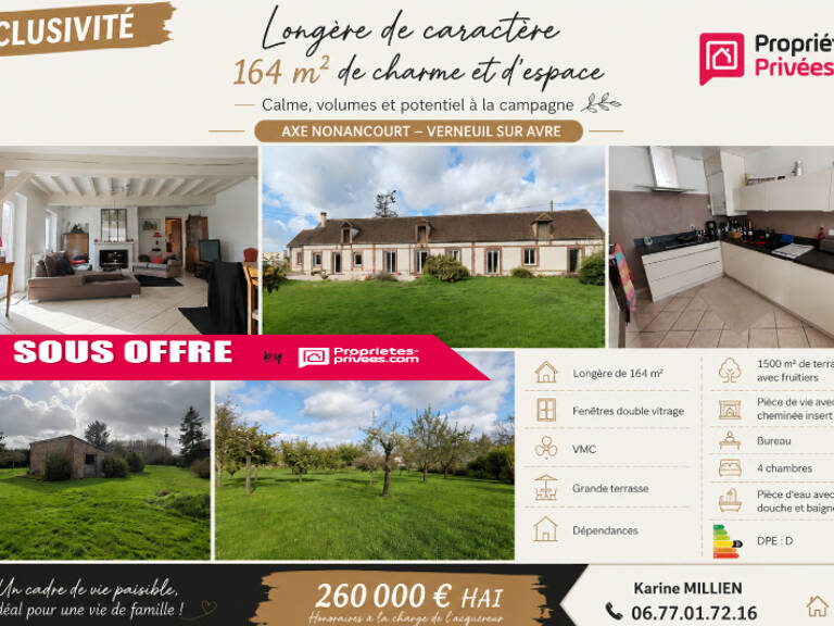 DAMPIERRE SUR AVRE 28350 Maison individuelle de style longère rénovée - Plain-pied - 4 chambres - Dépendances - Terrain - 260 000  HAI — photo 1