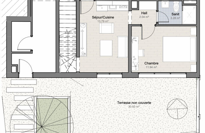 T2 avec jardin et belle surface supplémentaire en souplex — photo 4
