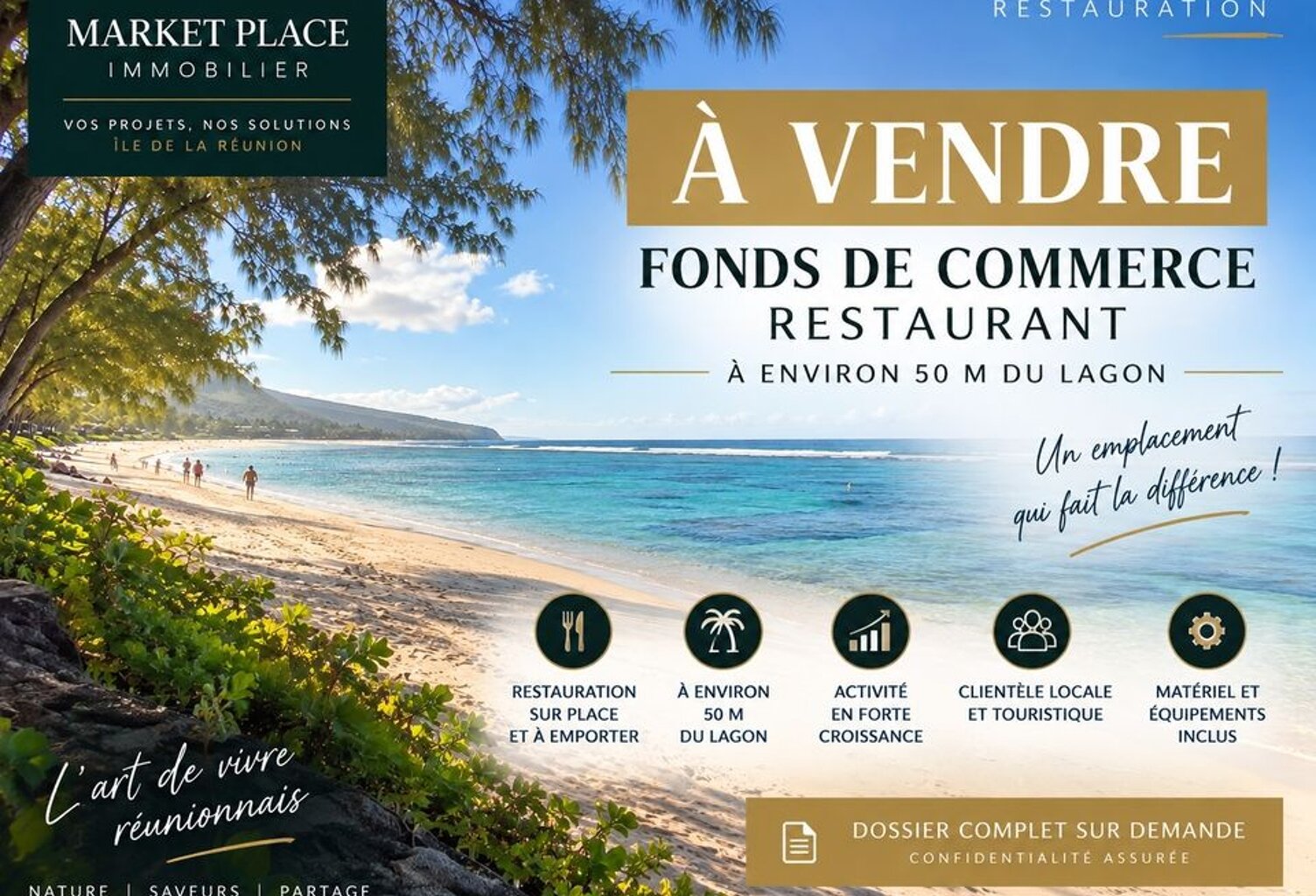 - À VENDRE - FONDS DE COMMERCE RESTAURATION - À ENVIRON 50 M — photo 1