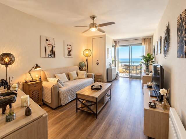 EXCLUSIVITÉ | CANET-PLAGE SUD - T2 TRAVERSANT • TERRASSE • VUE MER • PARKING & CAVE — photo du bien