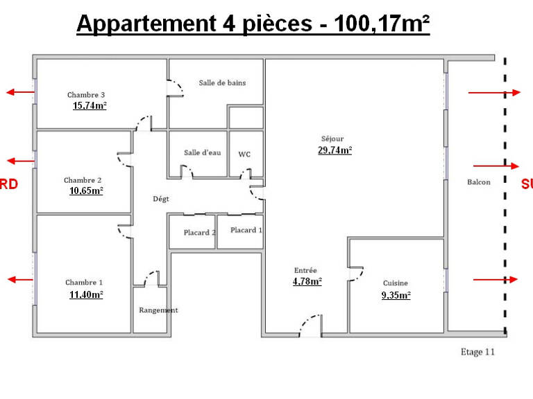 A VENDRE APPARTEMENT FAMILIAL 4 PIECES 100,17M2 LYON LIMITE — photo 1