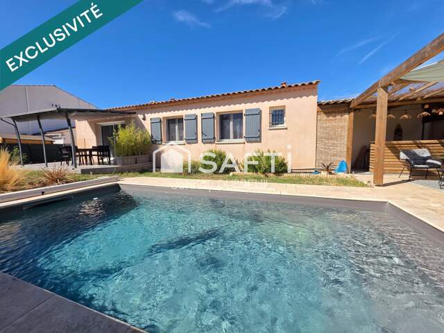 PIGNANS - MAISON DE PLAIN-PIED T4 DE 94M2, PIÈCE DE VIE DE 42M2, PISCINE, GARAGE, TERRASSE CARRELÉE, MAGNIFIQUE TERRAIN PLAT DE 443M2 — photo du bien