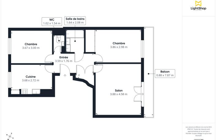 Appartement 3 pièces de 65 m² avec balcon et parking - Rue Kilford, Courbevoie — photo 3