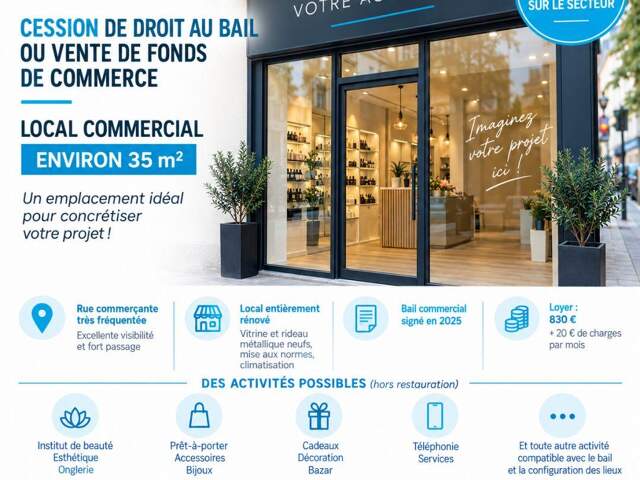 Vente Boutique/Local commercial 35 m&sup2; — photo du bien