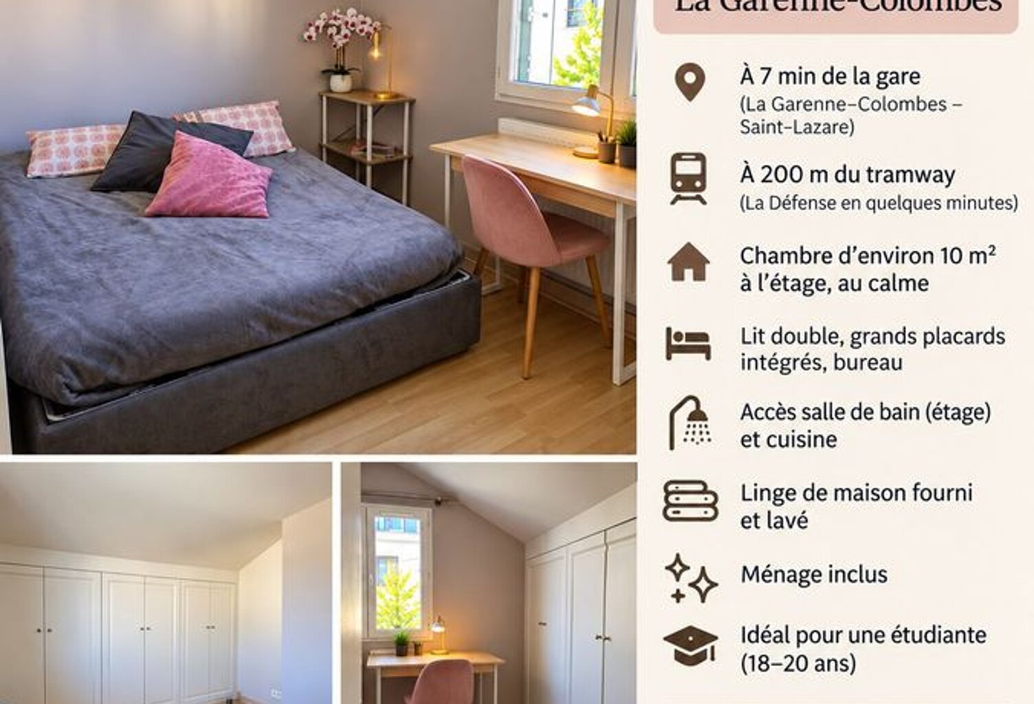 Chambre de 10m2 à louer sur Colombes — photo 1