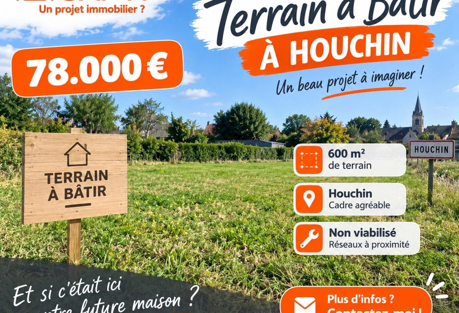 Terrain à bâtir 600 m²  Houchin  78 000 € — photo 1