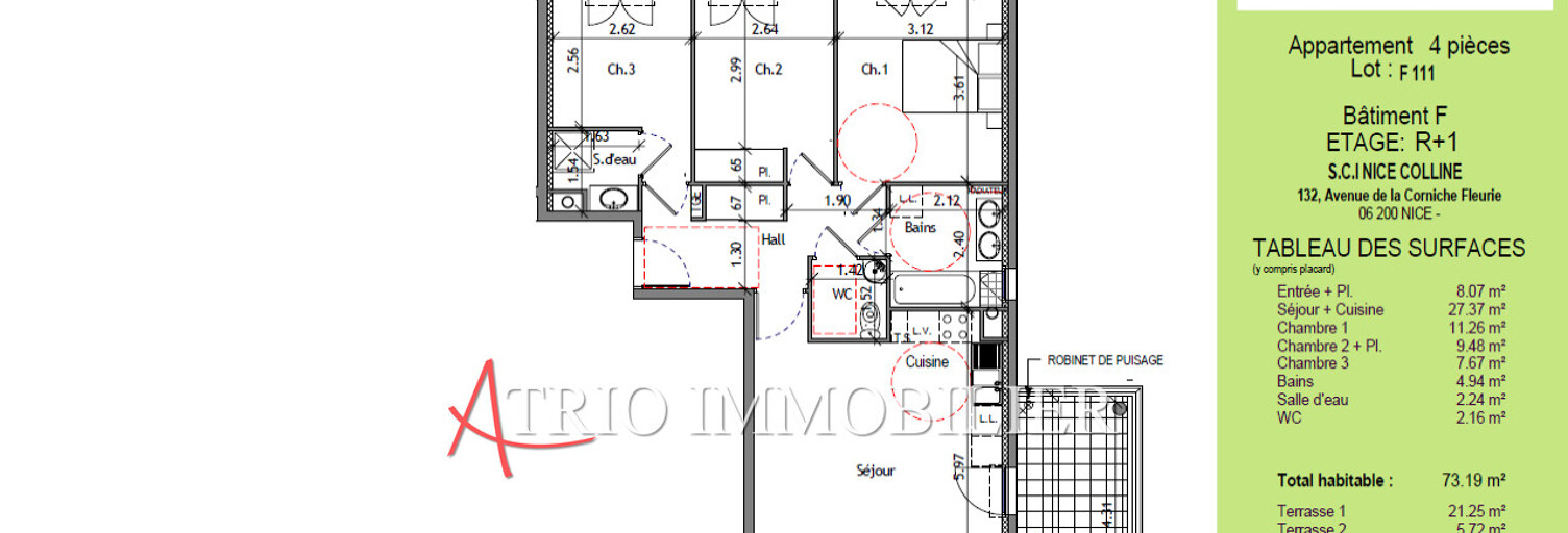 Appartement 4 Pièces 73 m² à vendre à Nice (06200)