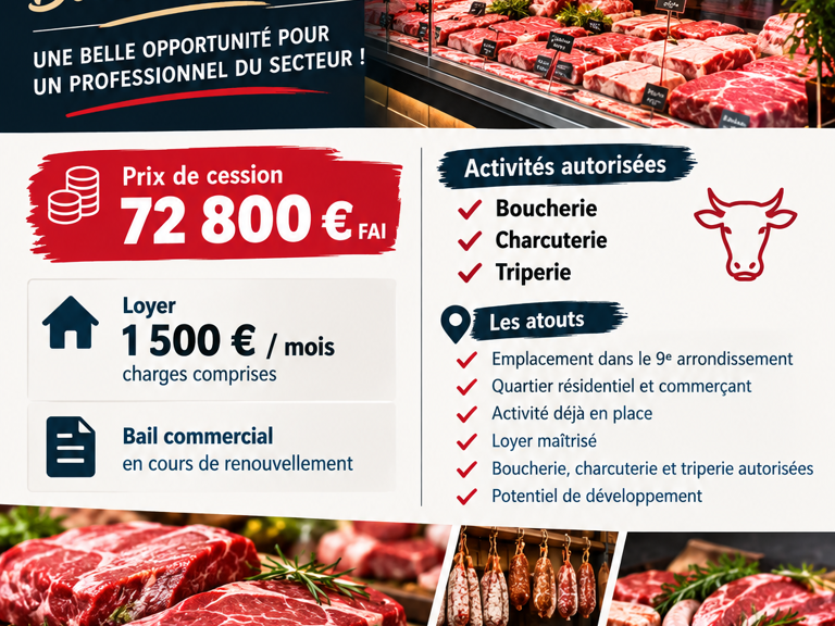 Vente Boucherie, Charcuterie 50 m&sup2; — photo 1