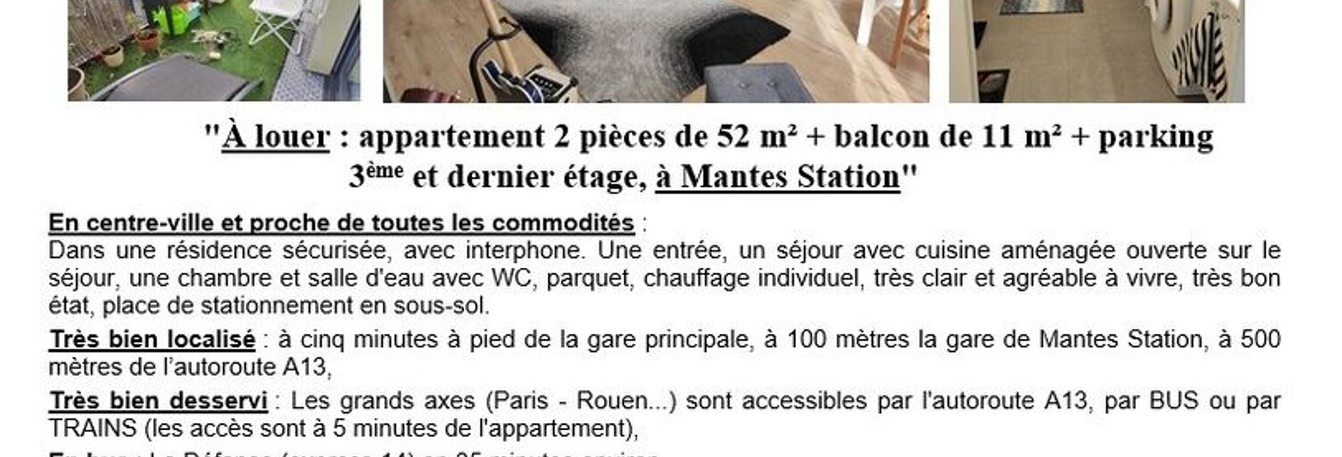 Appartement 2 Pièces 52 m² à louer à Mantes-la-Jolie (78200)
