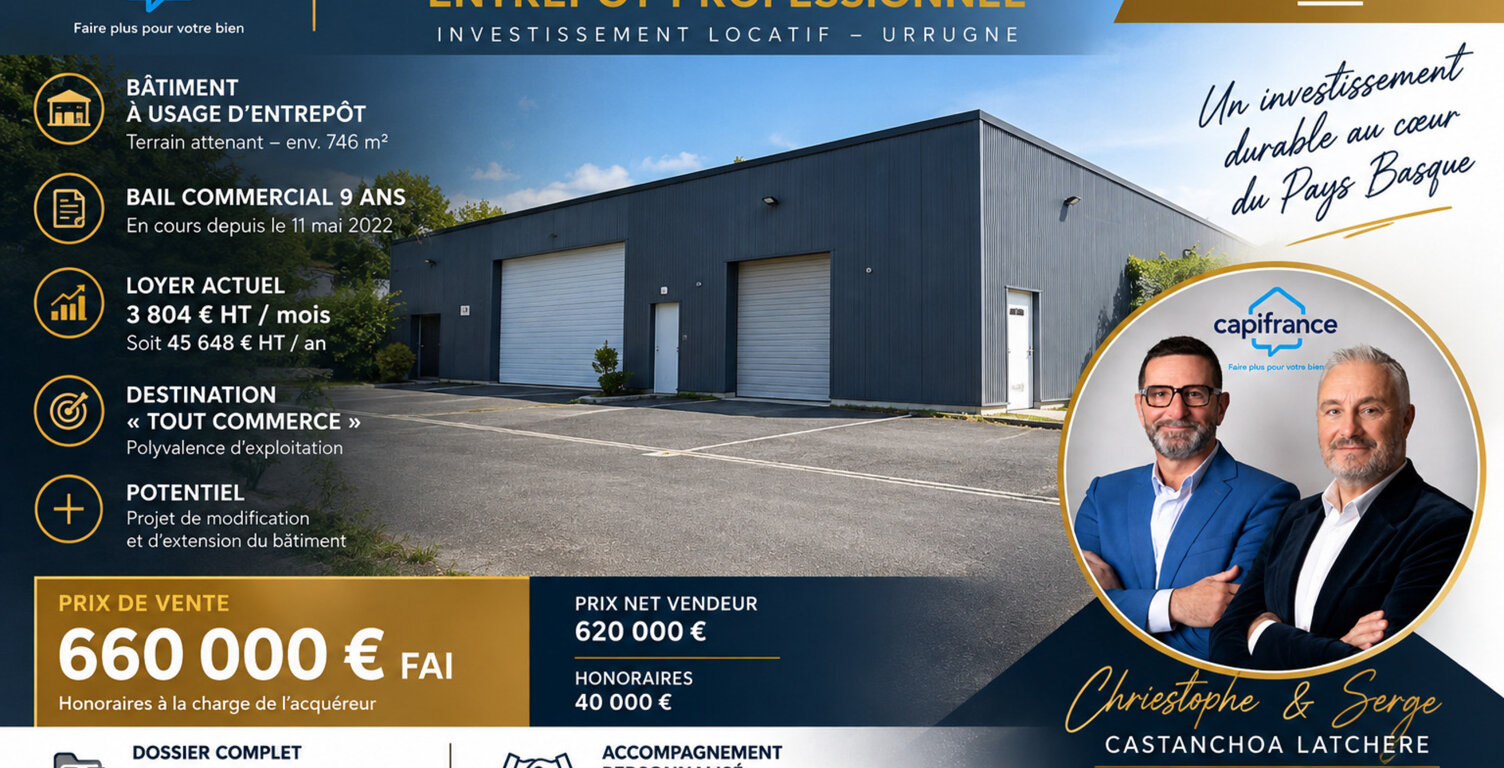 URRUGNE – VENTE MURS COMMERCIAUX LOUÉS – ENTREPÔT PROFESSIONNEL — photo 1