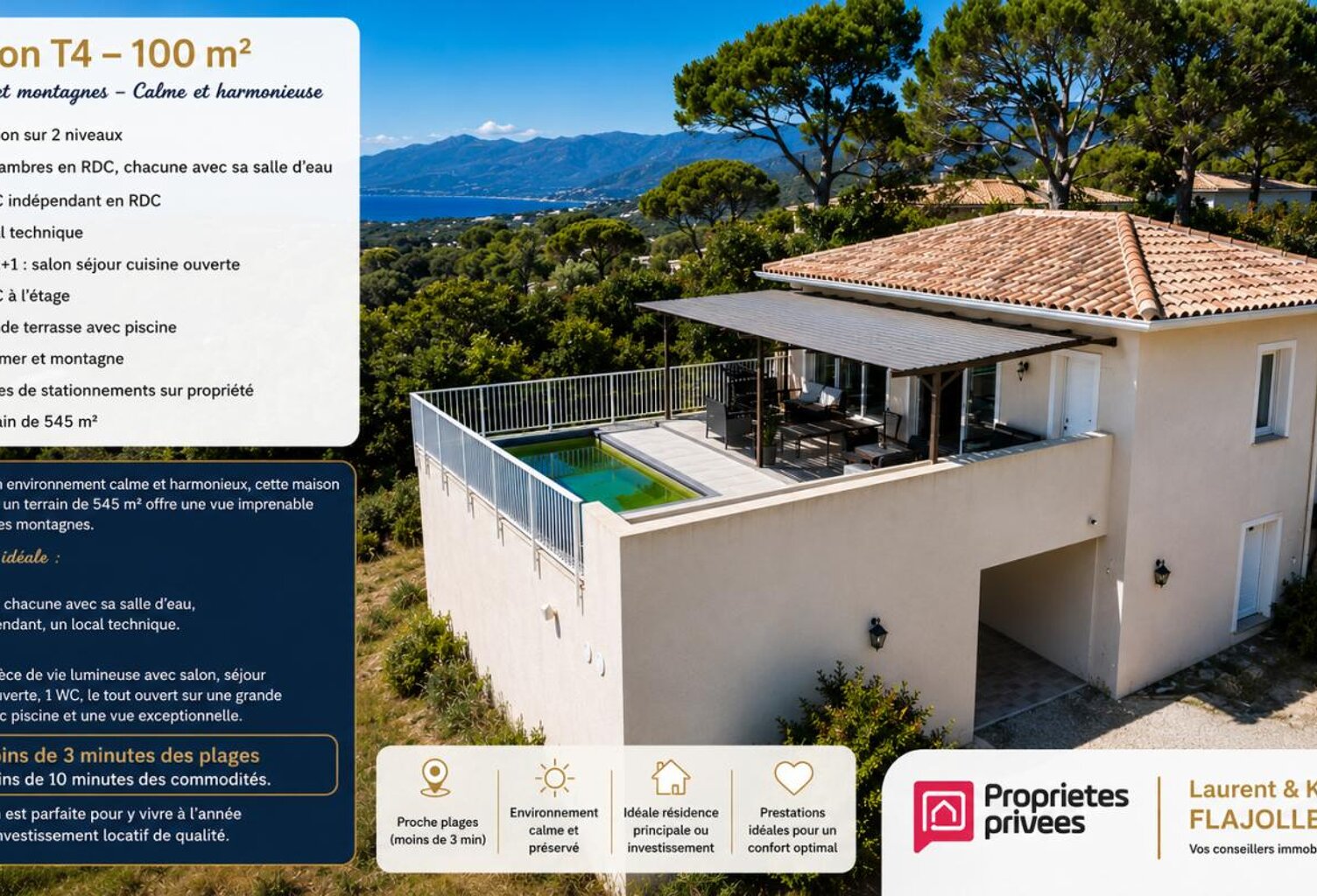 Villa T4 avec piscine VUE MER - LECCI (20137) - CORSE DU SUD - FRANCE — photo 1