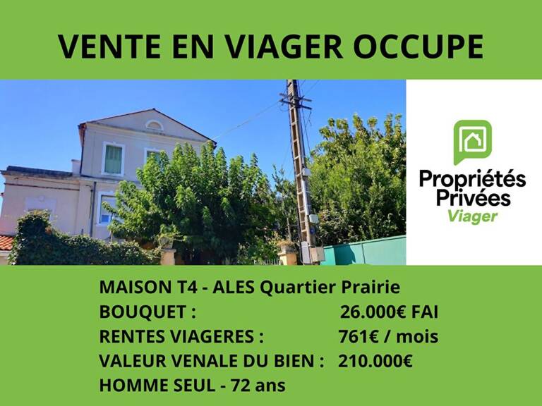 VIAGER OCCUPE - Maison de ville de caractère avec jardin et dépendances  - Alès — photo 1