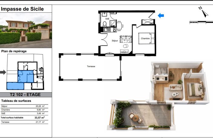 TOULOUSE - RANGUEIL - APPARTEMENT T2 34 M² A AMENAGER - TERRASSE 22 M² — photo 3