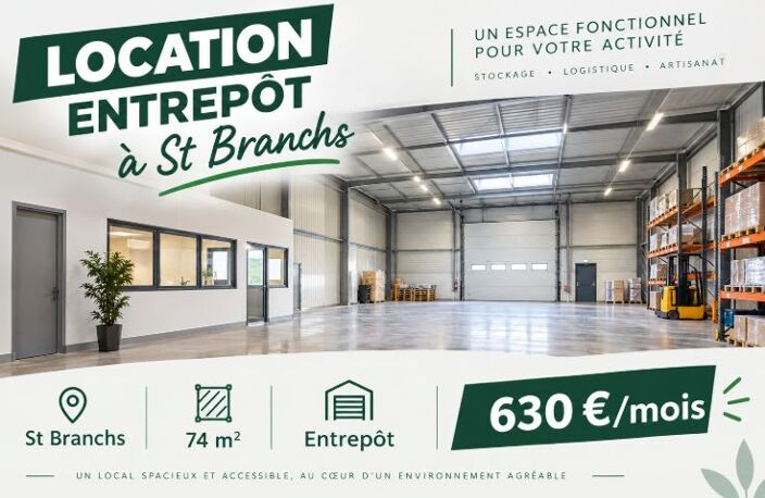 À LOUER – ENTREPÔT DE 74 M² – ZONE D’ACTIVITÉ DE SAINT-BRANCHS — photo 2