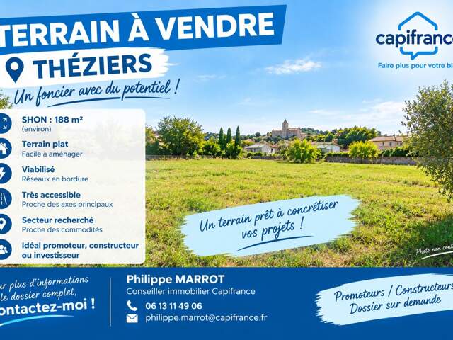 Terrain constructible à vendre  THEZIERS (30) — photo du bien