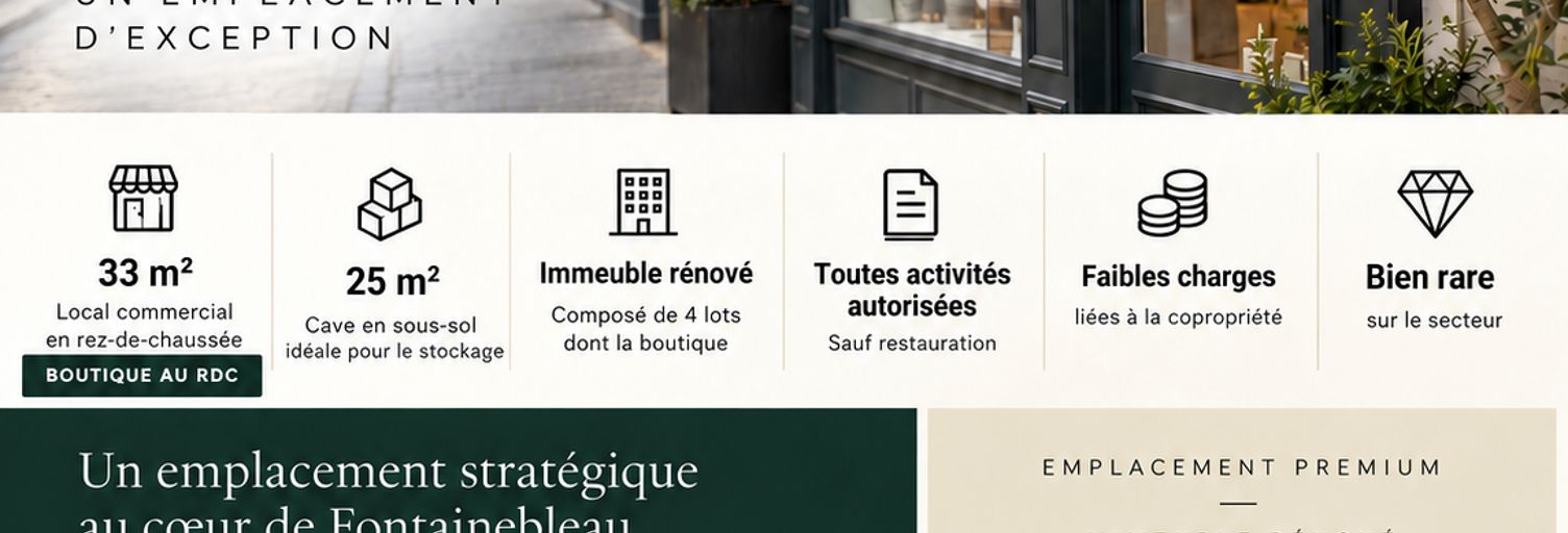 Commerce  33 m² à vendre à Fontainebleau (77300)