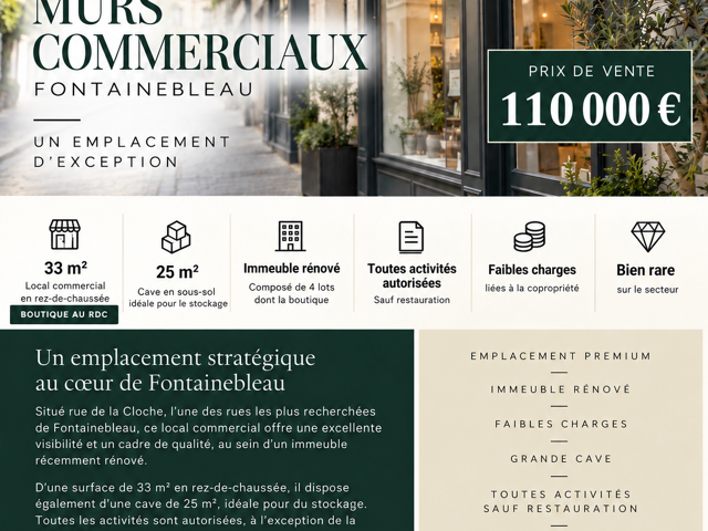 Vente Boutique/Local commercial 33 m&sup2; — photo du bien
