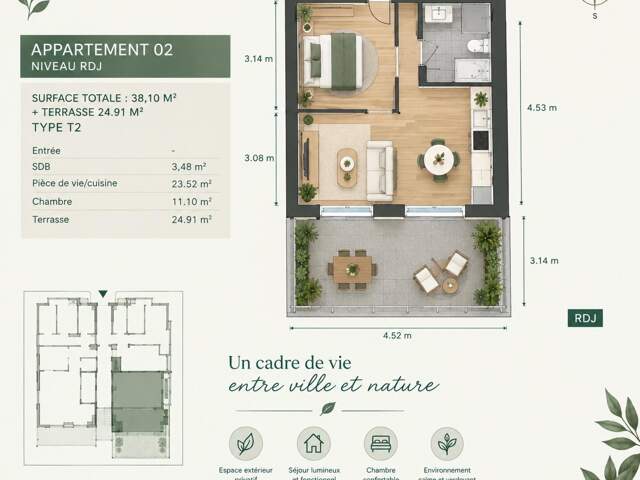 Appartement neuf de 39 m2 avec terrasse de 25 m2 — photo du bien