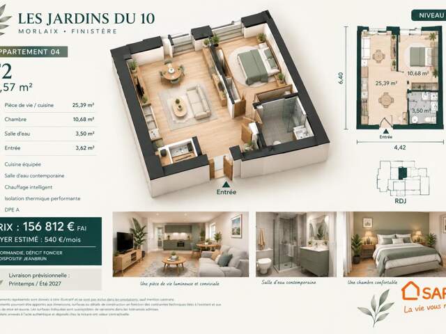 Studio neuf de 40 m2 / Morlaix / avenir et jardins — photo du bien