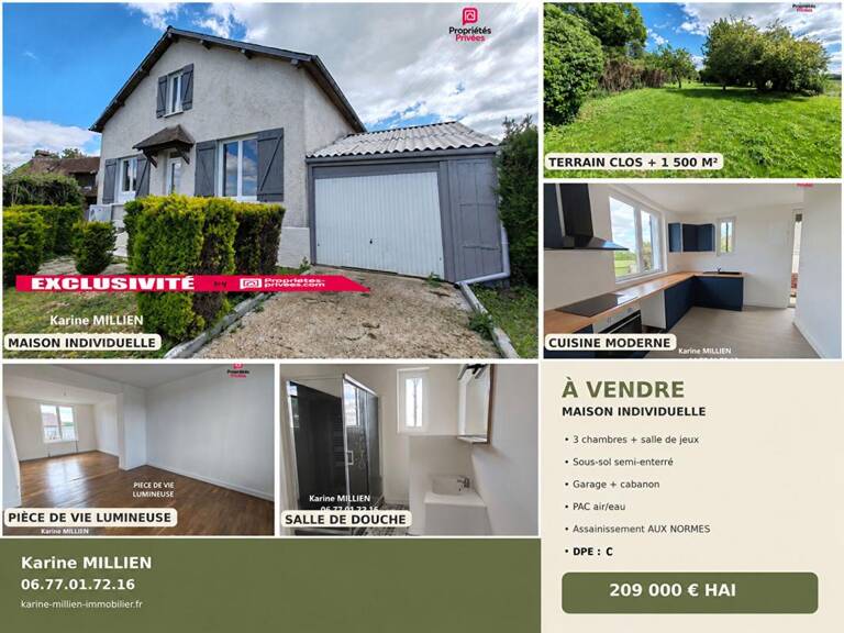 ACON 27570 Maison individuelle avec sous sol semi enterré - 1 étage - 3 chambres - Garage - Cabanon de jardin - 209 000  HAI — photo 1