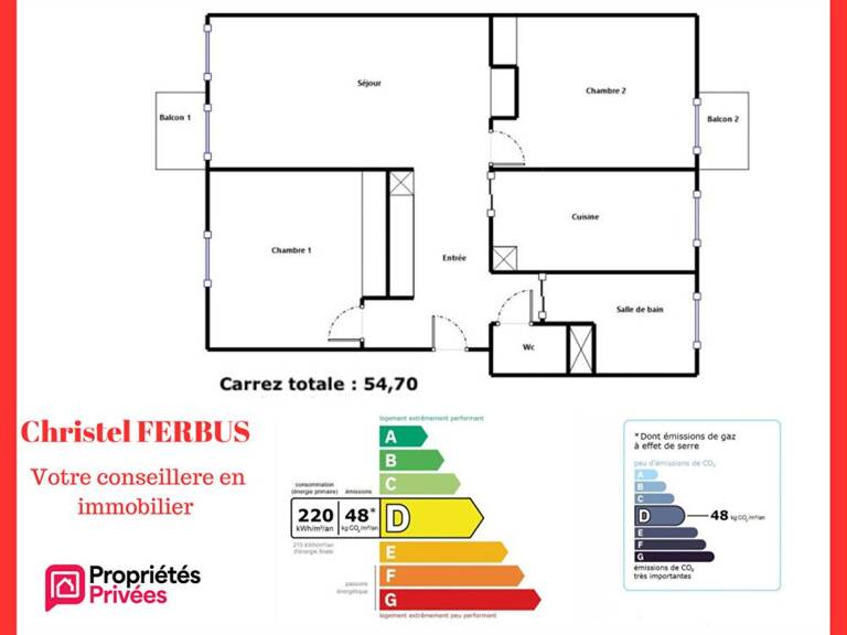 93350 LE BOURGET - Appartement 3 pièces 54.70 m²- 2 Chambres - 2 Balcons - Stationnement libre en extérieur — photo 1