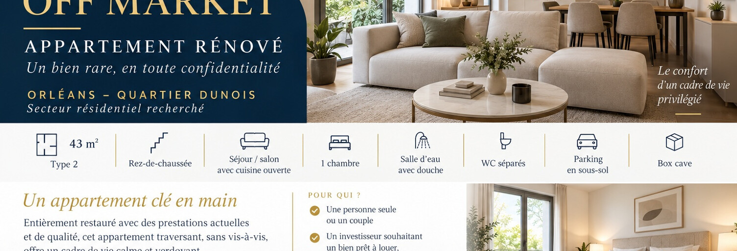 Appartement 2 Pièces 43 m² à vendre à Orléans (45000)
