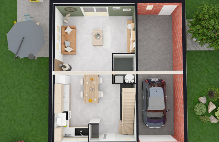 Maison à construire RE2020 BC, deux niveaux 3 chambres + garage, concept prêt-à-finir,  — photo 5