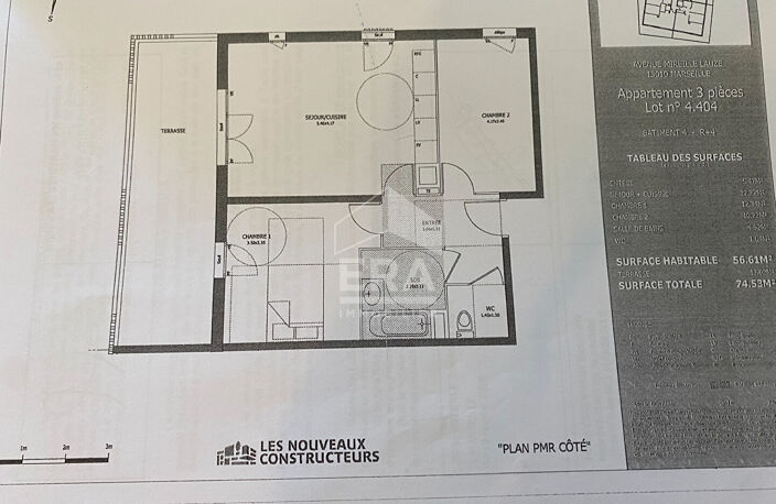 Appartement meublé à louer Marseille 10ème 3 pièces 57m2  Résidence sécurisée de 2019  Lumineux  Grande Terrasse 18m2 Parking privé — photo 5