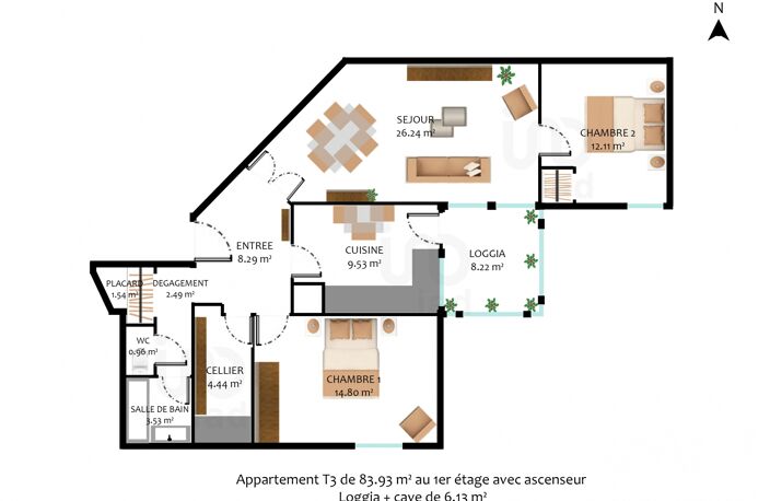 Vente Appartement 3 pièces — photo 2