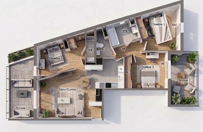 BÉZIERS (34000). T4 de 86 m² en Dernier Étage, 2 Terrasses. Accessibilité PMR — photo 2