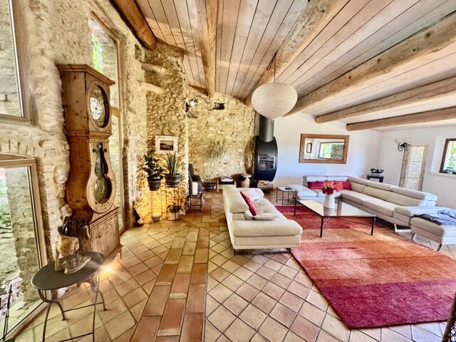 Immobilier de luxe : mas en pierre à vendre avec terrasse à — photo du bien