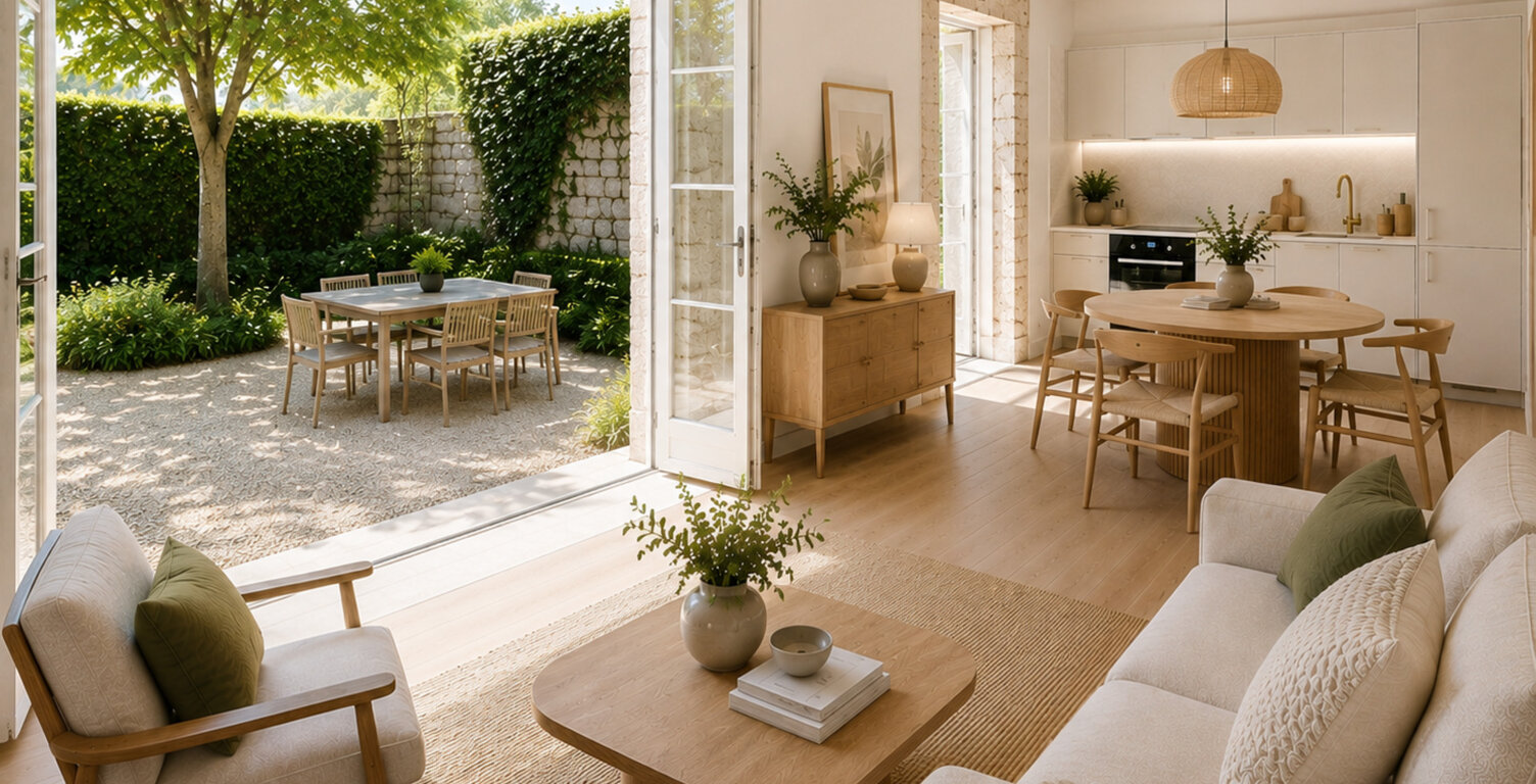 Dpt Côtes-d’Armor (22), à vendre GUINGAMP 22200 - Appartement T3 61,50 m² - Rez-de-chaussée - Exposition sud - Espace extérieur privatif 44 m² - Parking — photo 1