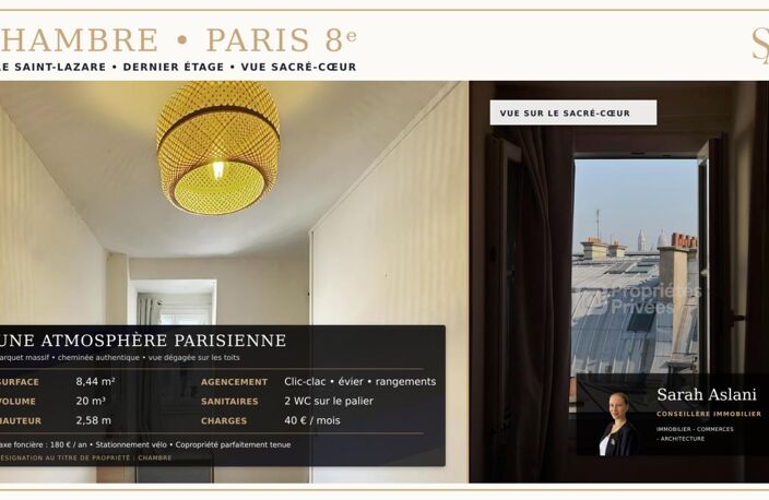 75008 Paris - Chambre - Pied-à-terre - VUE SACRÉ-COEUR — photo 3